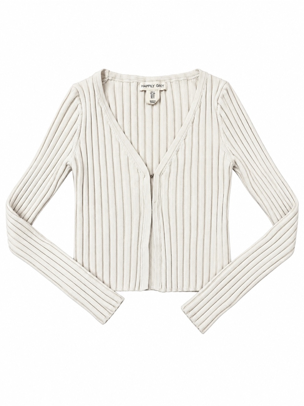 Happily Grey cream ribbed knit cardigan in size Small.
